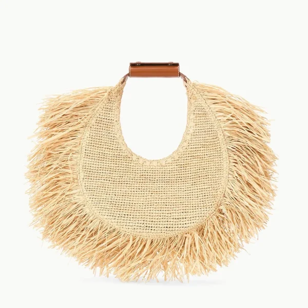 MOON RAFFIA TOTE BAG | NATURAL FRINGE