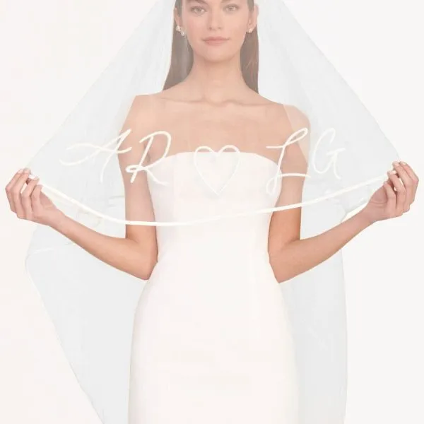 CUSTOM EMBROIDERED INITIALS VEIL