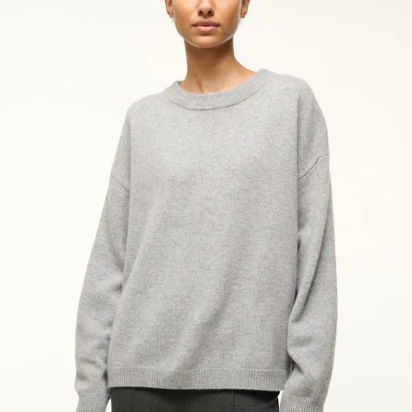 SERRANO CASHMERE RELAXED CREW | HEATHER GREY