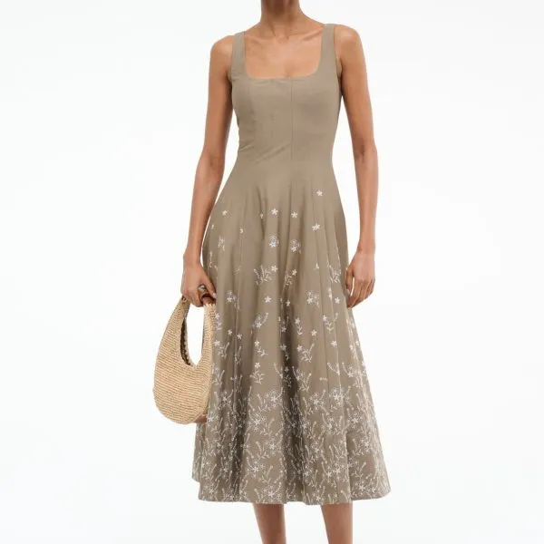 WELLS DRESS | TAUPE EMBROIDERY